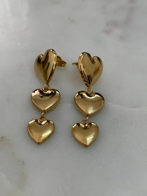 3 Heart Drop Earrings