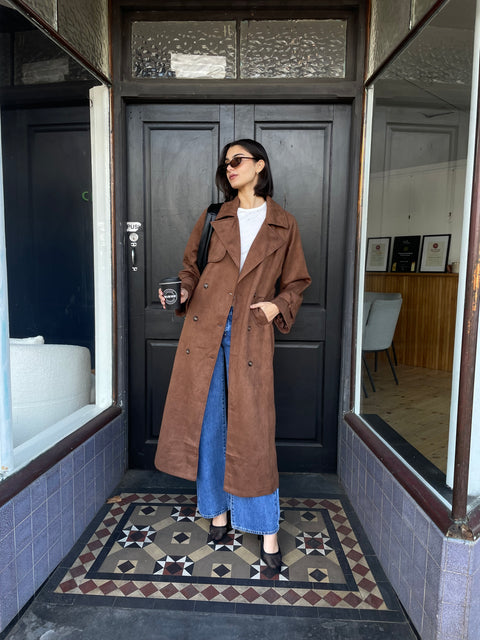 Todd Faux Suede Trench