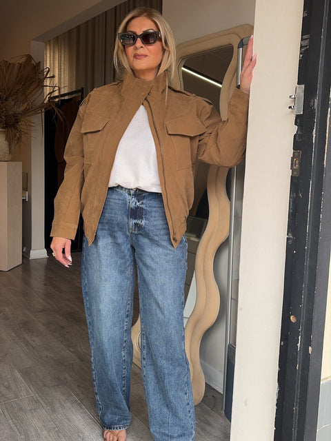 Nora Suede Bomber Jacket