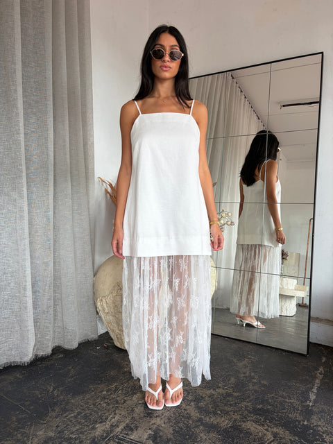 Noella Linen Lace Dress
