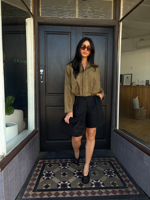 Hazel Faux Suede Bomber