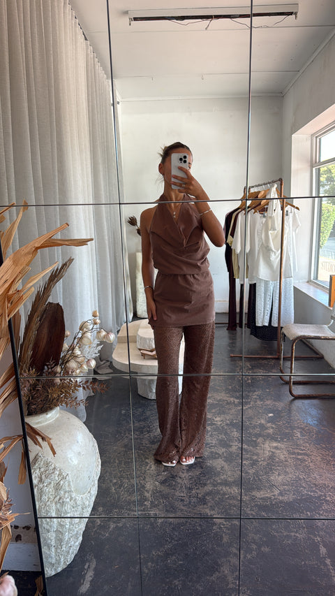 Aurelia Halter lace pant Set