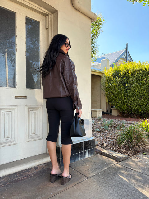 Anja Faux Leather Bomber