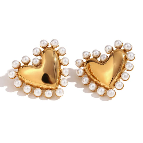Heart Pearl Earrings
