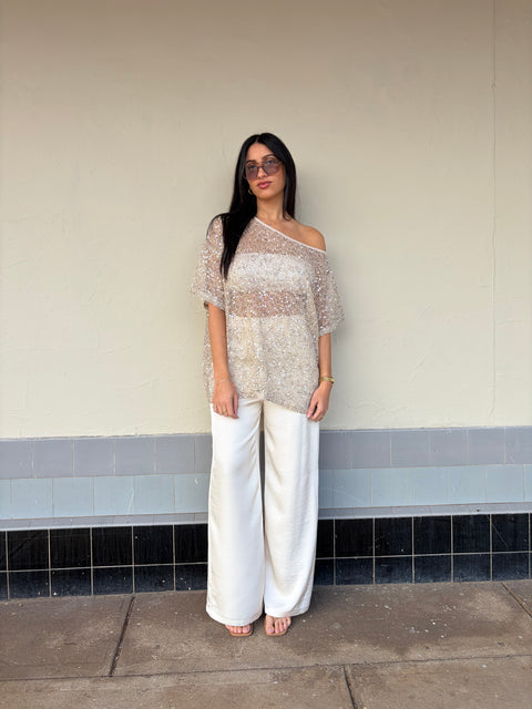 Lumiere Sequin Off Shoulder Tee