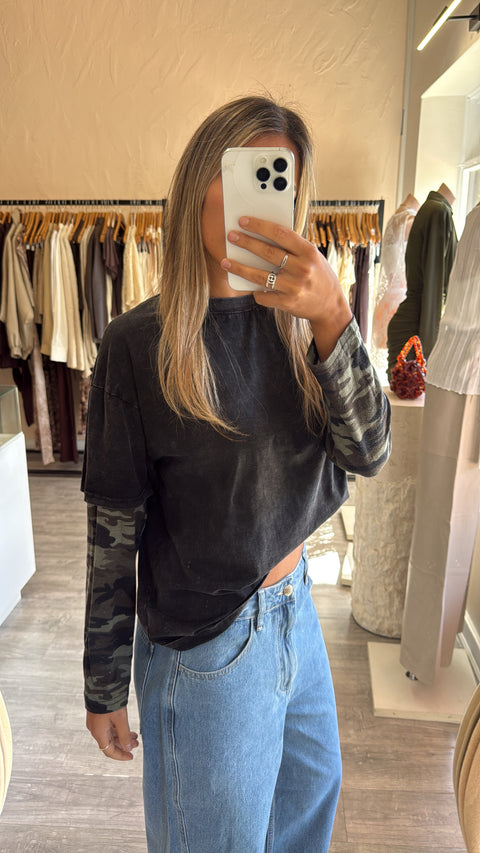 Sara Camo Long Sleeve Tee