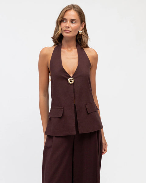 Gabriella Linen Blend Vest Top
