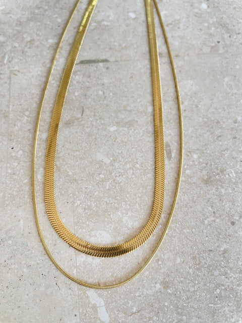 Gold Minimalist Double Chain Necklace