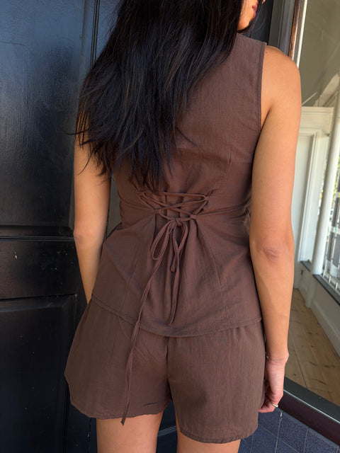 Cocoa Wrap Vest & Short Set