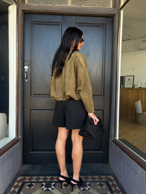 Hazel Faux Suede Bomber