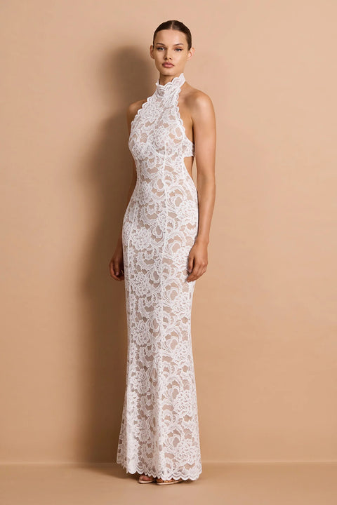 Delphine Lace Halter Gown