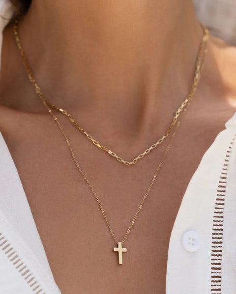 Cross Charm Gold Necklace