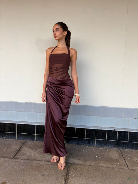 Isla Mesh Dress - Brown