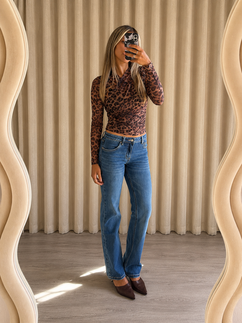 Muse Leopard Mesh Top