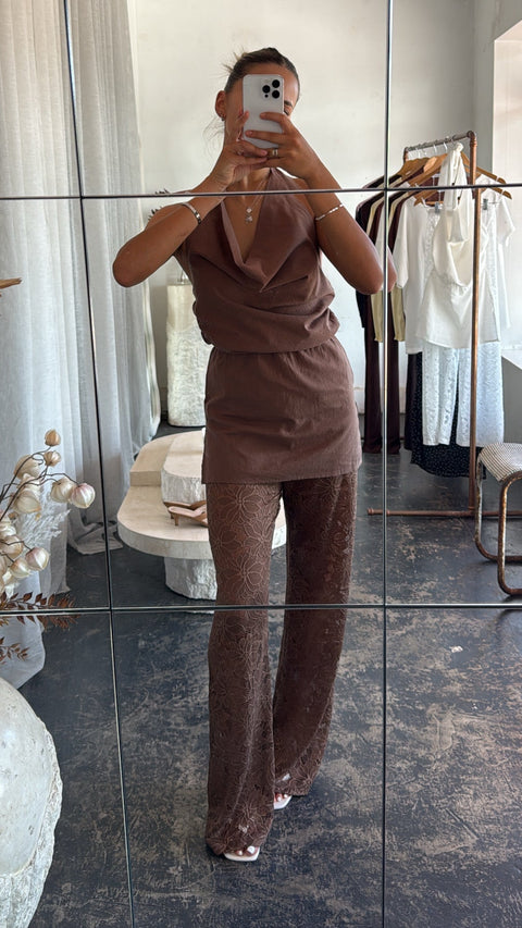 Aurelia Halter lace pant Set