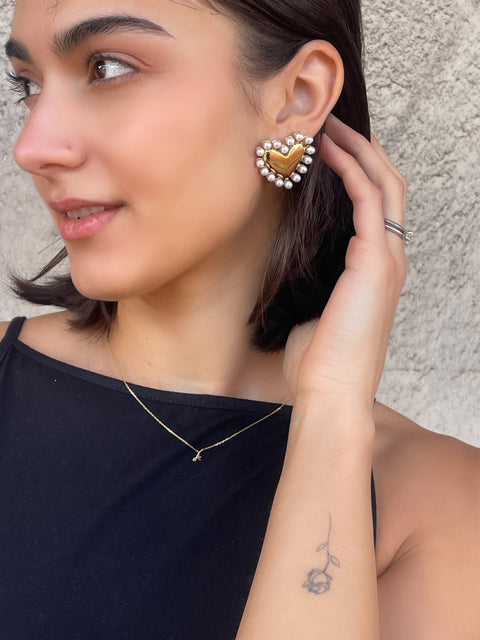 Heart Pearl Earrings