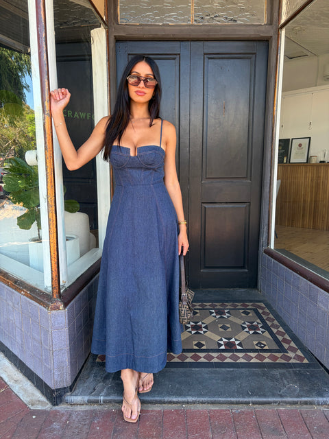 Gabrielle Denim Midi Dress (FINAL SALE)