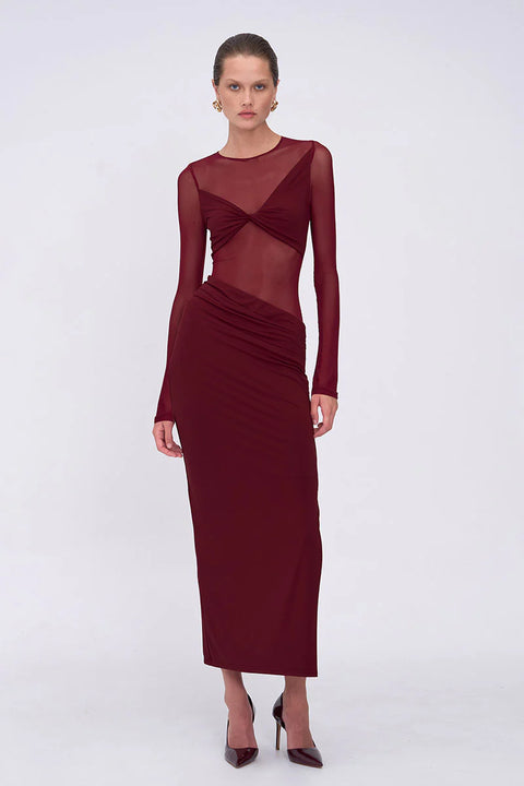 Auguste Long Sleeve Mesh Jersey Maxi Dress