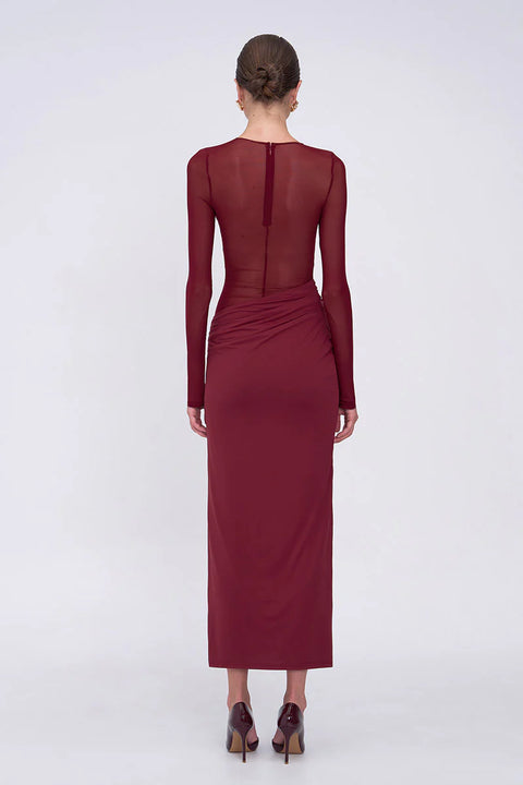 Auguste Long Sleeve Mesh Jersey Maxi Dress