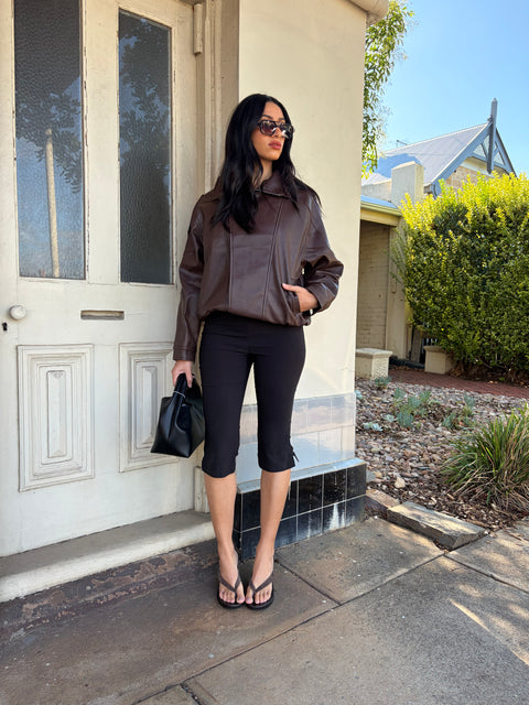 Anja Faux Leather Bomber