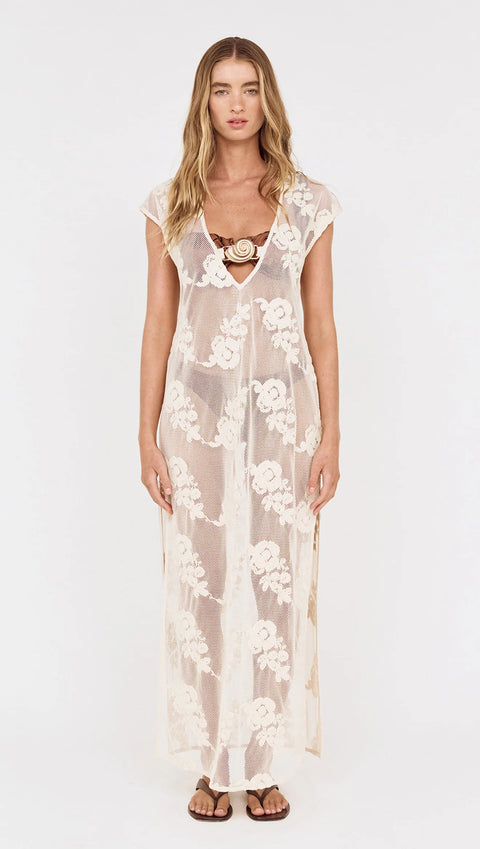 Zephyra Embroidered Net Maxi Dress