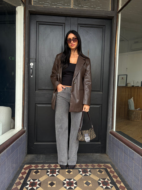 Hudson Faux Leather Blazer