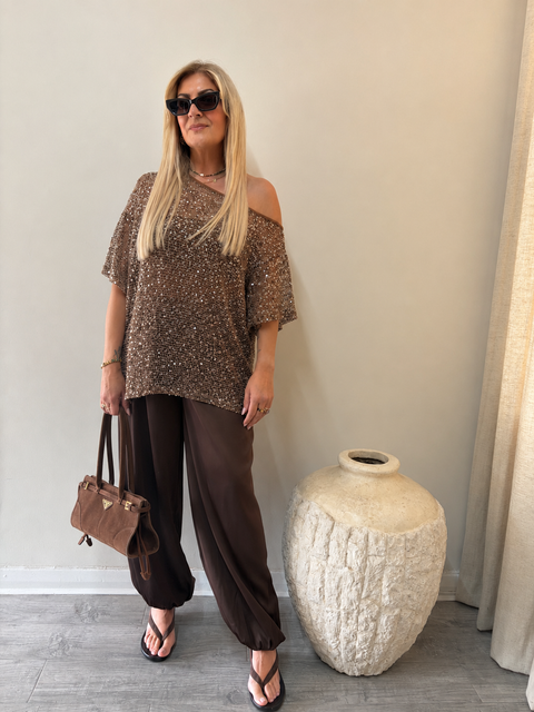 Lumiere Sequin Off Shoulder Tee