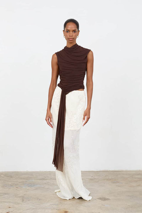 Mia Drape Mesh Open Back Top