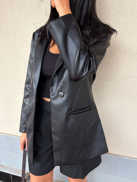 Hudson Faux Leather Blazer