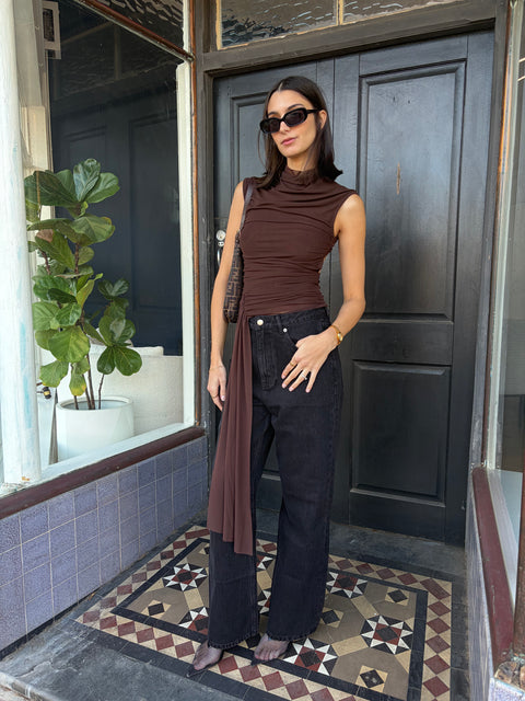 Mia Drape Mesh Open Back Top