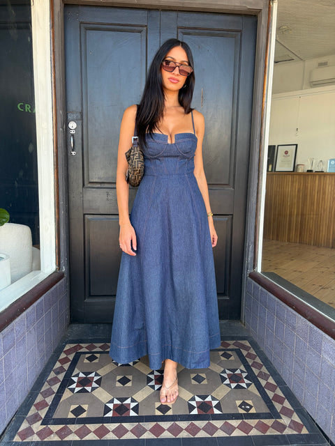 Gabrielle Denim Midi Dress (FINAL SALE)