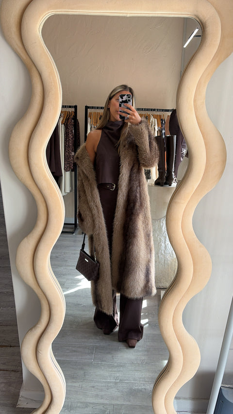 Arctic fox Faux brown Coat