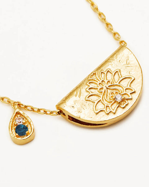 Lotus Birthstone Necklace - December Blue Topaz