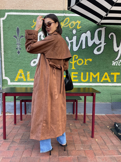 Todd Faux Suede Trench