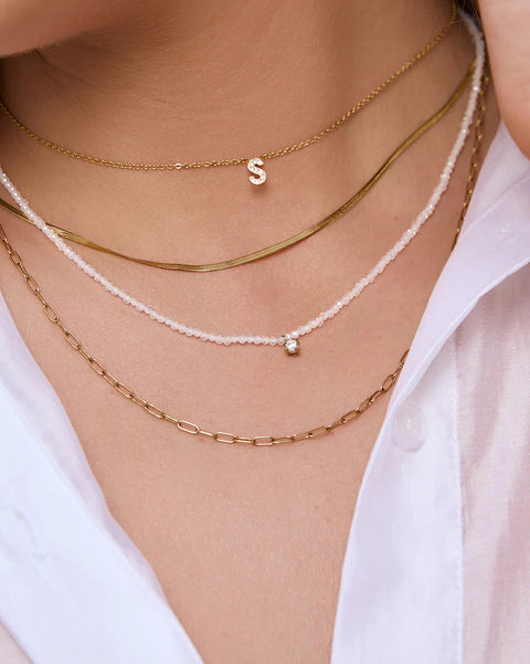 Mini Initial Stone Necklace