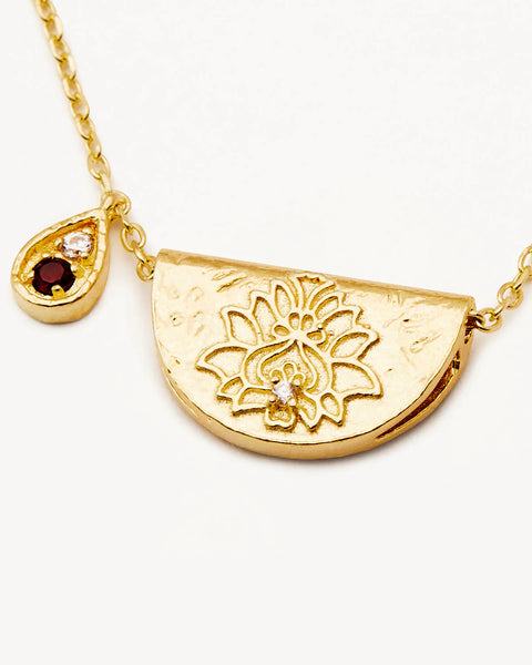 Lotus Birthstone Necklace - January Garnet