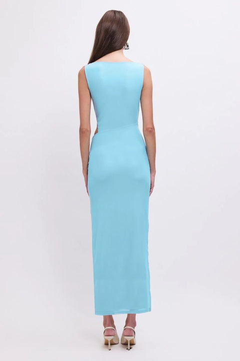 Katy Ruched Cut-Out Mesh Midi Dress