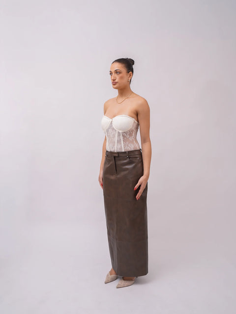 Victoria Faux Leather Maxi Skirt