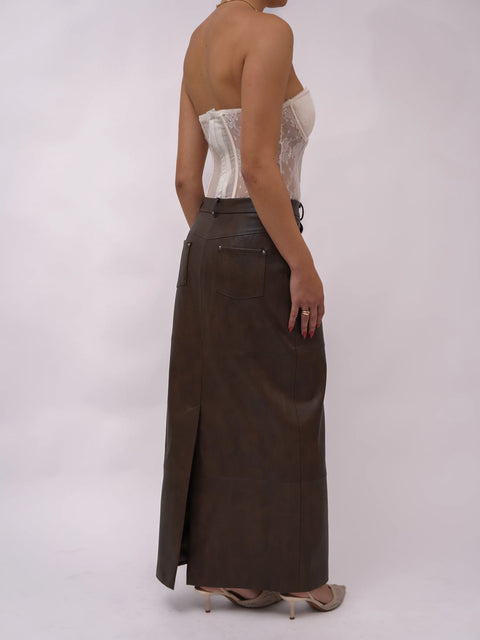 Victoria Faux Leather Maxi Skirt