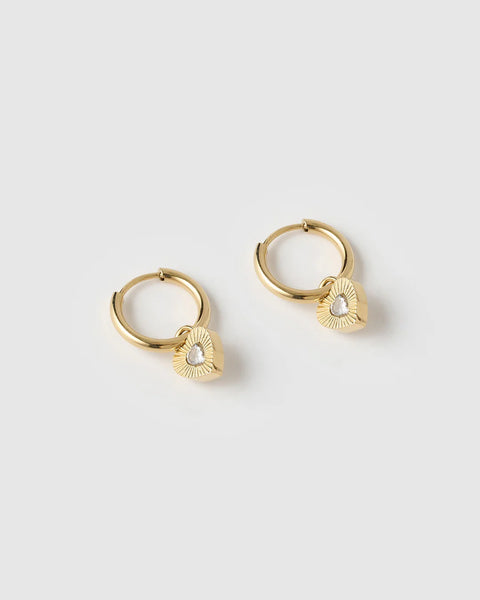 Ruby Heart Earrings - Stone
