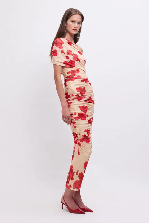 Suzie One-Shoulder Floral Mesh Maxi Dress