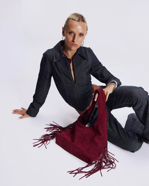 The Tassia in Burgundy Suede